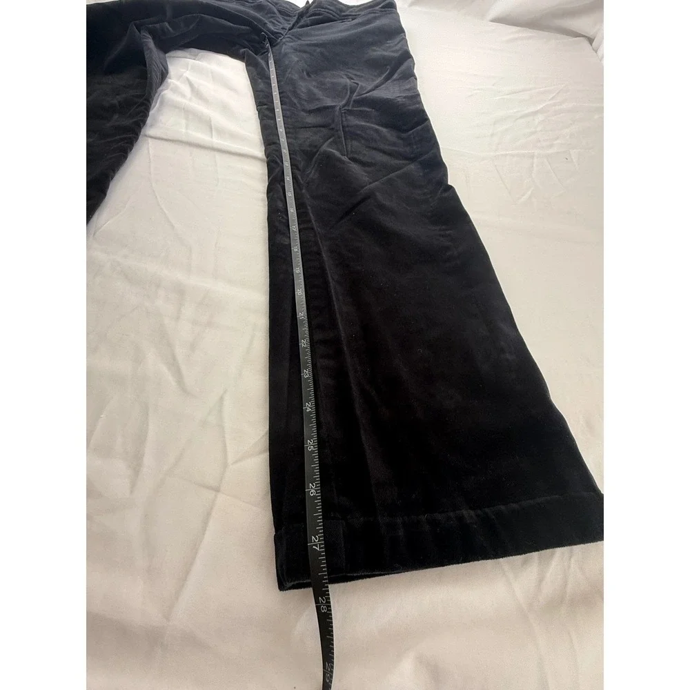 Eileen Fisher PP Black Velvet Straight Leg Pants‎ Petite Mid Rise